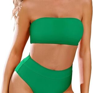 Green Strapless Bikini Set